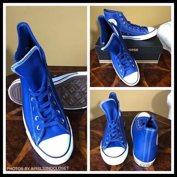 CONVERSE LEATHER HIGH TOPS CHUCK TAYLOR SNEAKERS - Picture 7 of 8
